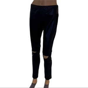 Skinny faux leather split knee pant SZ L